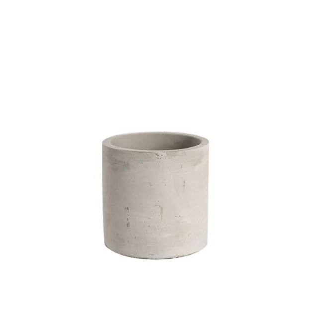 Cement Floral Cylinder Pot Grey (8x8x8cmH)