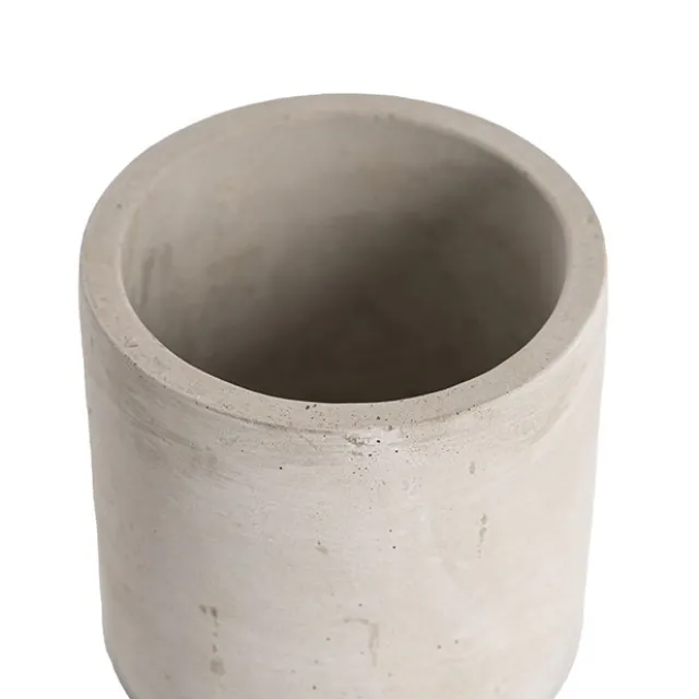 Cement Floral Cylinder Pot Grey (8x8x8cmH)