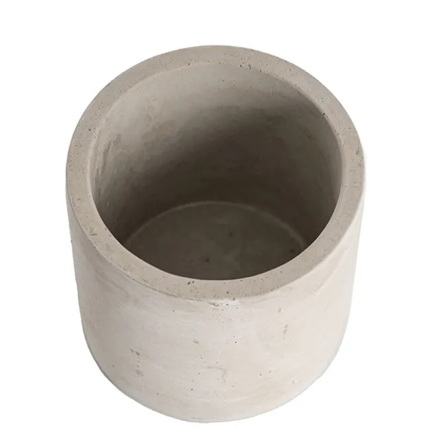 Cement Floral Cylinder Pot Grey (8x8x8cmH)