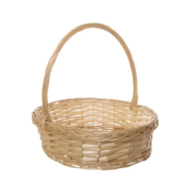 Willow Basket Floral Oval with Handle Natural (37x31x10cmH)