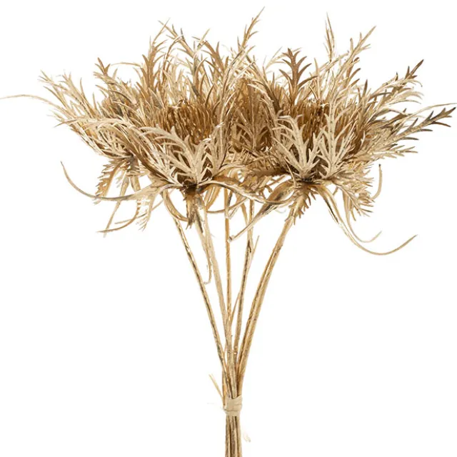 Thistle Flower Bouquet Metallic Gold (31cmH)