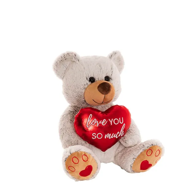 Teddy Bear Oscar Love You So Much Heart Melange Grey(26cmST)