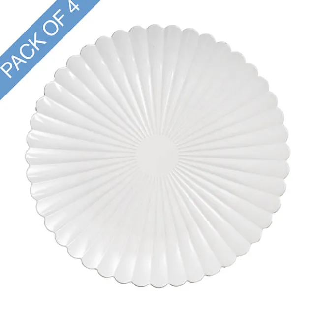 Charger Plate w Curved Edge Pack 4 White (33cmD)