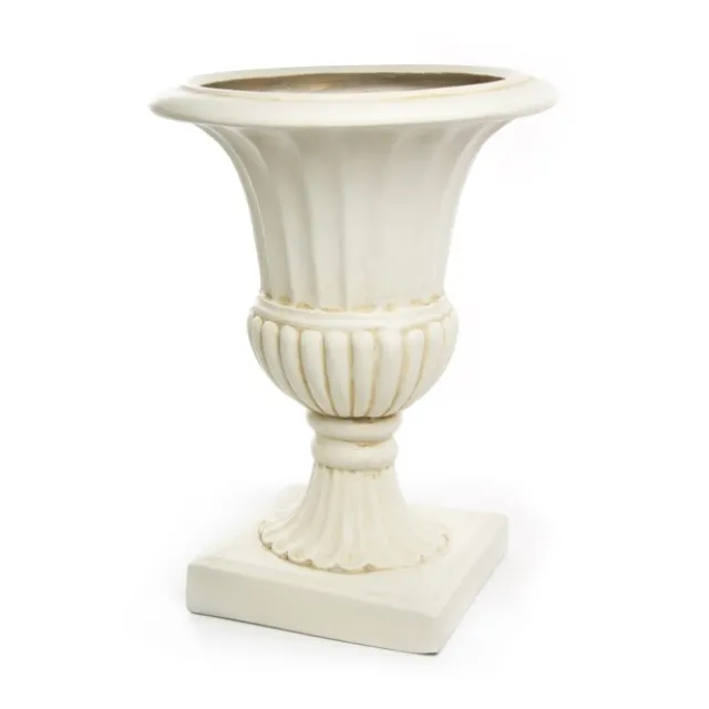 Urn Fibreglass Flute 48Dx60cmH Smooth Ivory