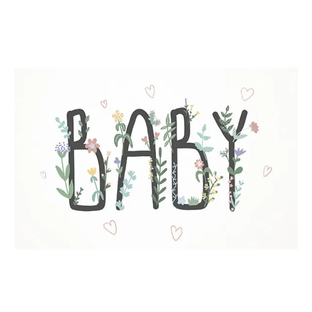 Cards White Baby with Greenery (10x6.5cmH) Pk 50