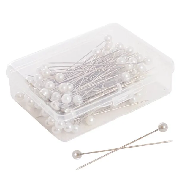 Pearl Pins Round Head Bulk 100 Pack Cream (6mmx6.5cmH)