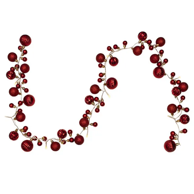 LED Warm Light Bauble Garland Red (180cmL)