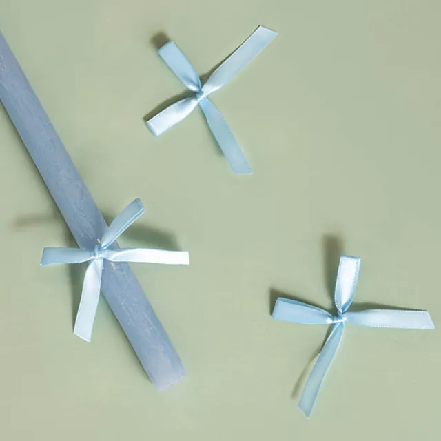 Pre-Made Ribbon Bow Double Face Satin Blue Pk24 (10mmx6.5cm)