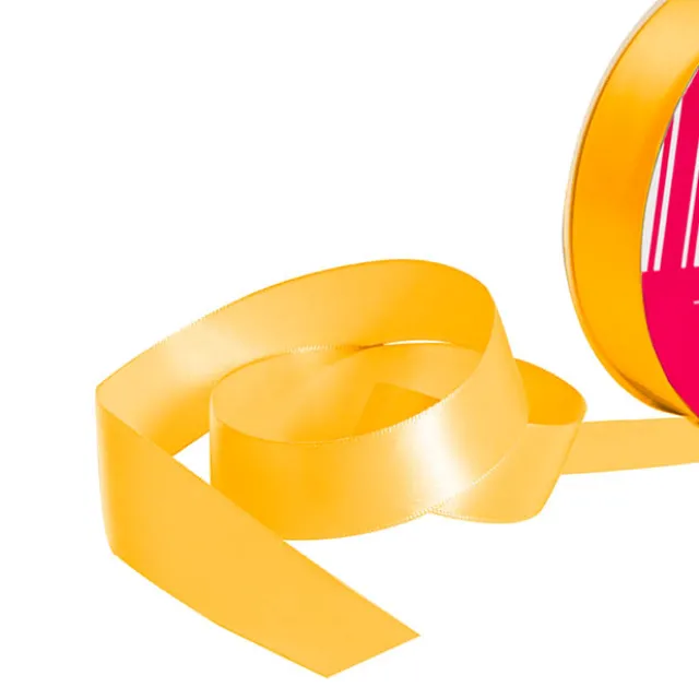 Bulk Ribbon Single Face Satin Mid Yellow (25mmx50m)