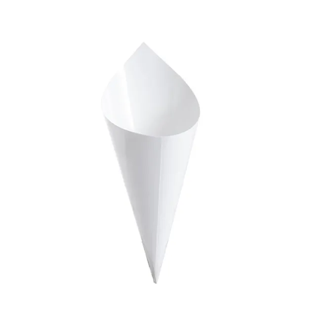 Paper Snack & Confetti Cone Pack 20 White (18.5x16.5cm)