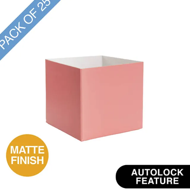 Mini Posy Box Matte Autolock Base Pk25 Deep Coral (13x12cmH)
