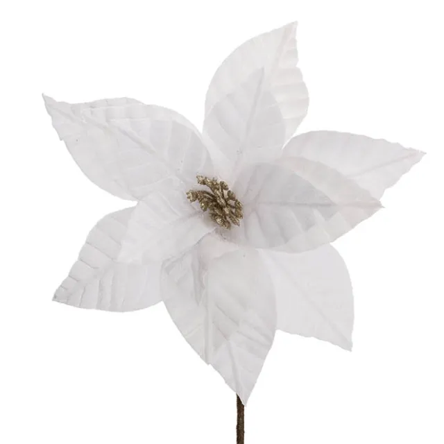 Grand Christmas Poinsettia Pick White (27cmDx29cmH)