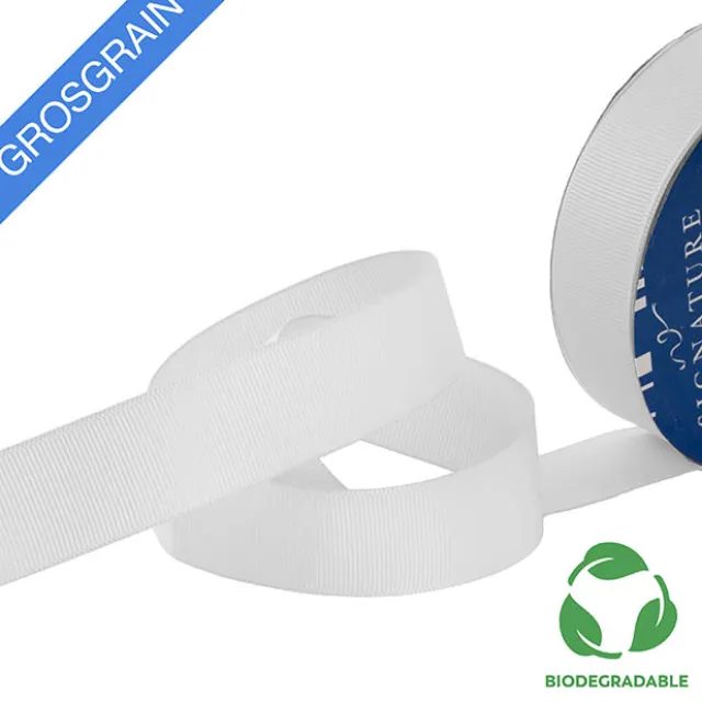Ribbon Bio-Poly Blend Grosgrain White (25mmx25m)