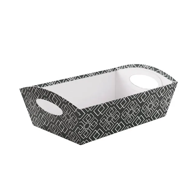 Hamper Tray Rigid Art Deco Lattice Lge Charcoal(33x23x12cmH)