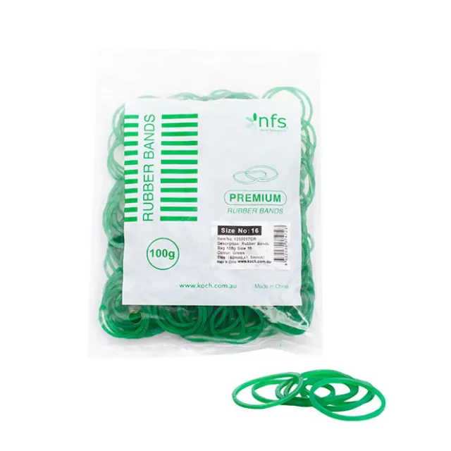 Rubber Bands Green Bag 100g Size 16 (60mmLx1.5mmW)
