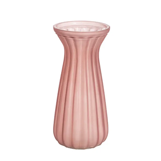 Glass Lynne Posy Vase Matte Pink (10x11x22cmH)
