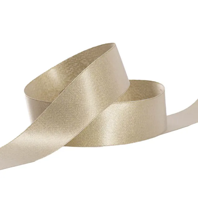 Ribbon Double Face Satin Shimmer Ivory Gold (38mmx20m)