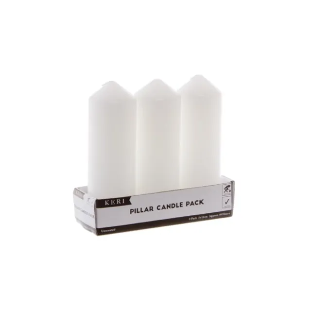 Dome Pillar Event Candle Pack 3 48 HRS White (5x15cmH)