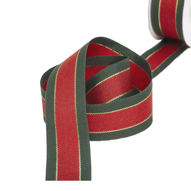 Ribbon Grosgrain Traditional Red Green Gold (25mmx20m)