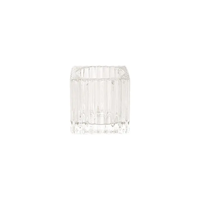 Glass Craft Ripple Tealight Holder Cube Clear (5x5cmH)