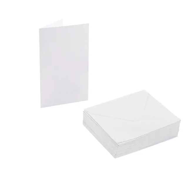 Classic Folded Card & Envelope Blank White Pack 25(10cmx6.5)