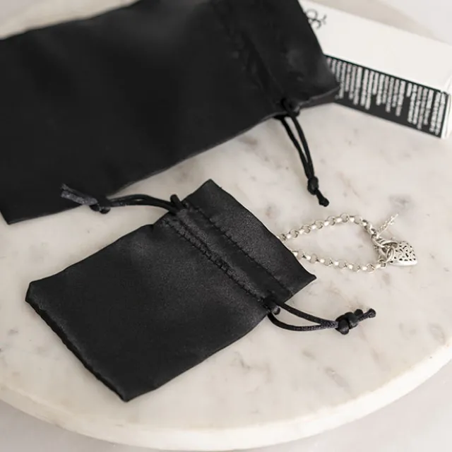 Satin Gift Bag Small Pack 6 Black (7.5x10HcmH)