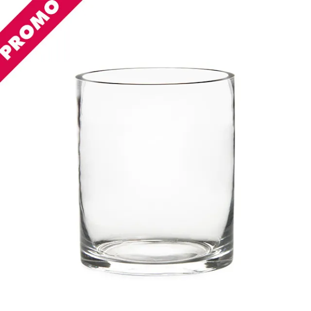 Glass Cylinder Vase Clear (15Dx18cmH) Promo