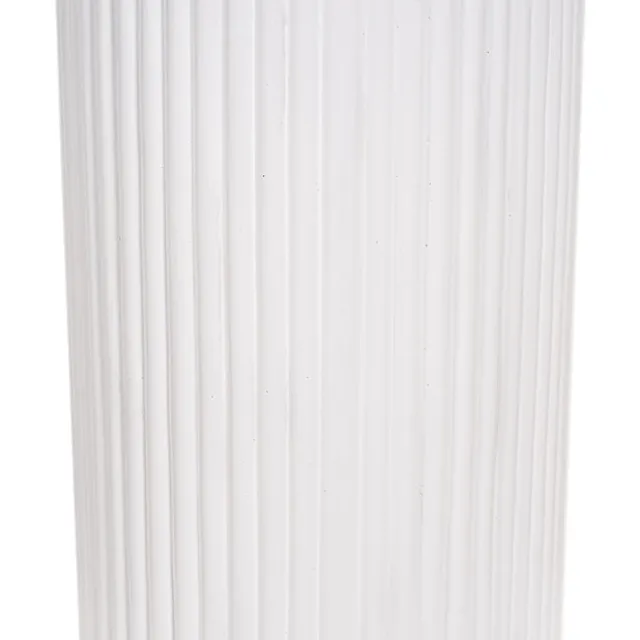 Fibreglass Ripple Plinth Round Gloss White (33cmDx71cmH)