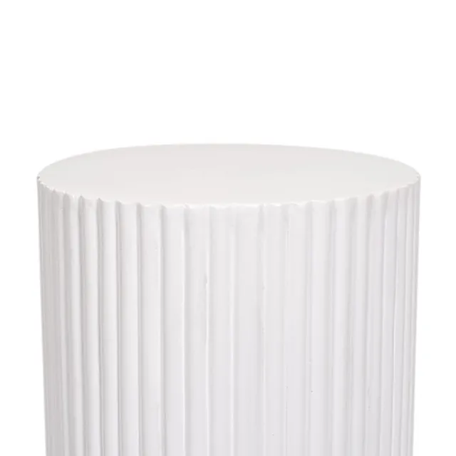 Fibreglass Ripple Plinth Round Gloss White (33cmDx71cmH)