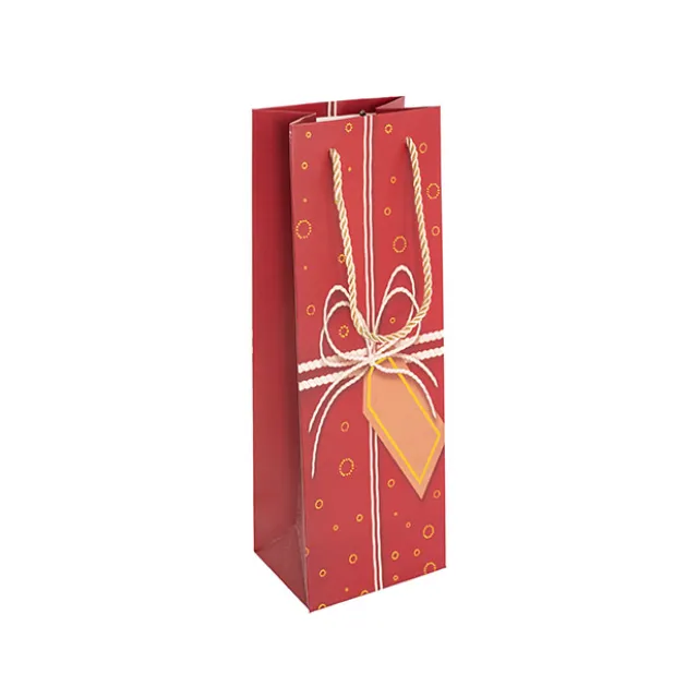 Wine Bag Single Bottle Pack 5 Gift Design Red (12x9x35cmH)