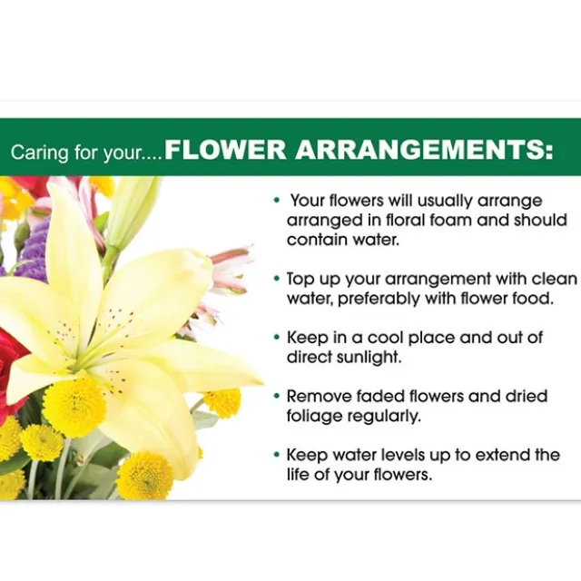 Cards Flower Care Flowers Arrangements (10x6.5cmH) Pack 50
