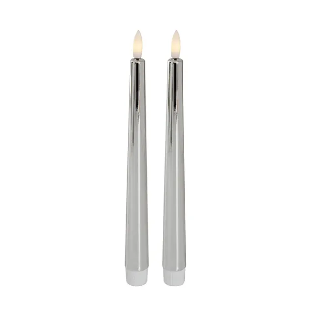 Event LED Trueflame Taper Candle Chrome 2 Pack (2.2x22.5cmH)