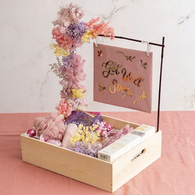 Premium Wooden Crate Box Tray Natural Lrg Set 2 42x33x11cmH