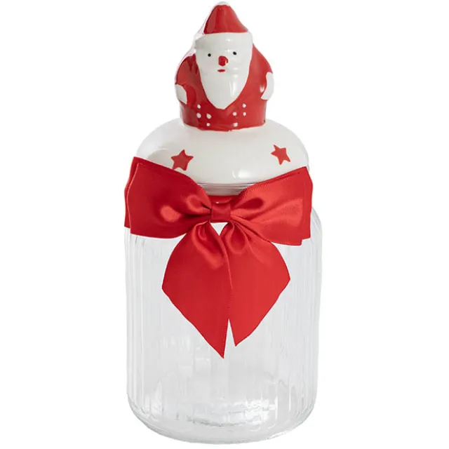 Christmas Santa Lolly Cookie Jar Clear (9.5cmDx15cmH)