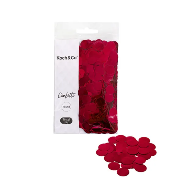 Confetti Round Shape 25g Bag (1.5cmD) Metallic Red