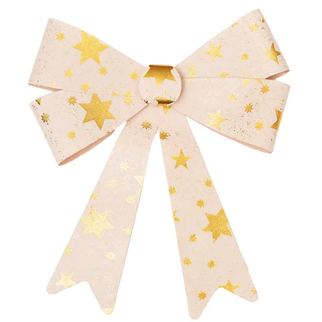 Pre-Made Bow Fabric Top Stars Natural Gold (28*37cm)