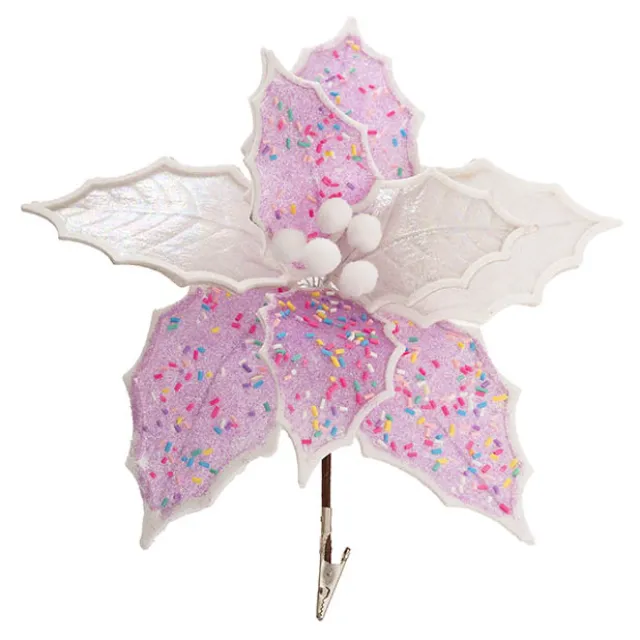 Sprinkled Poinsettia Clips Pack 2 Pastel Purple (24Dx10cmH)