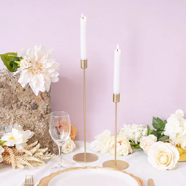 Single Metal Taper Candle Holders Gold (8.8x25cmH)
