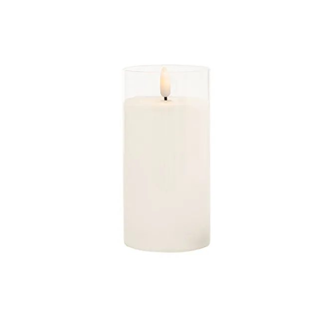 LED Glass Trueflame Flickering Event Pillar Candle 7.5x15cmH