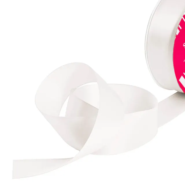 Bulk Ribbon Single Face Satin White (38mmx50m)
