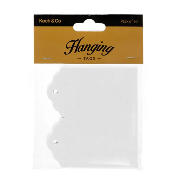 Hanging Gift Tags Folded White Pack 20 (5x9cmH)