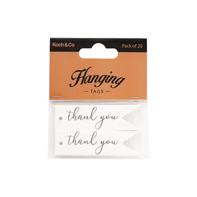 Hanging Gift Tags Thank You Flag White Pack 20 (7Lx2W)cm)