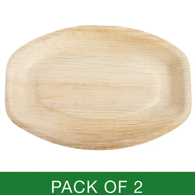 Palm Leaf Medium Platter (35.5x25cm) Pack 2