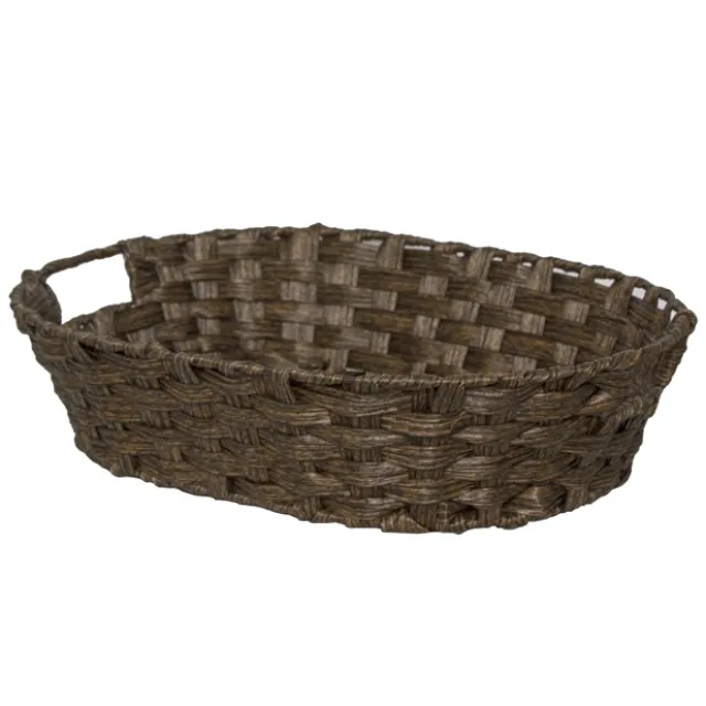 Artificial Wicker Basket Hamper Oval Dark Brown(42x31x10cmH)