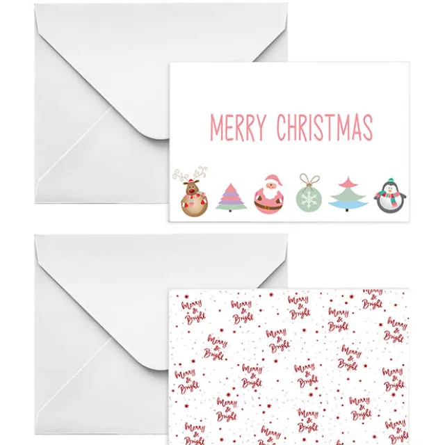 Cards Christmas Merry Bright with Envelopes Pk50 (10x6.5cmH)