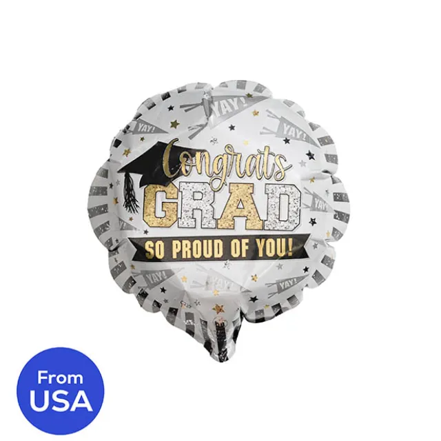 Foil Balloon 9" (22.5cmD) Air Filled Congrats Grad So Proud