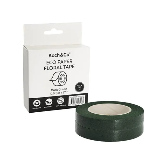 ECO Paper Parafilm Floral Tape Pack 2 D Green (12.5mm x 27m)
