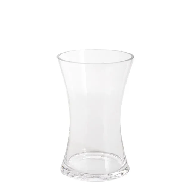 Glass Rosette Vase Concaved Sided Clear (12Dx20cmH)