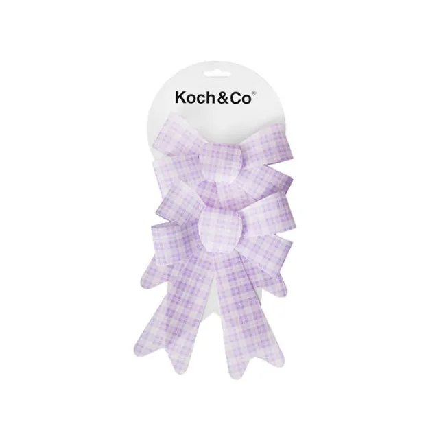 Pre-Made Bow Fabric Top Checkers Oh Lilac Pack 2 (14x19cm)