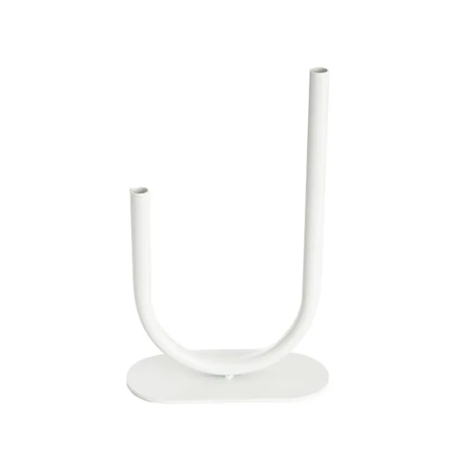 Asymmetrical U Shape Metal Tube Vase White (18x8x28cmH)